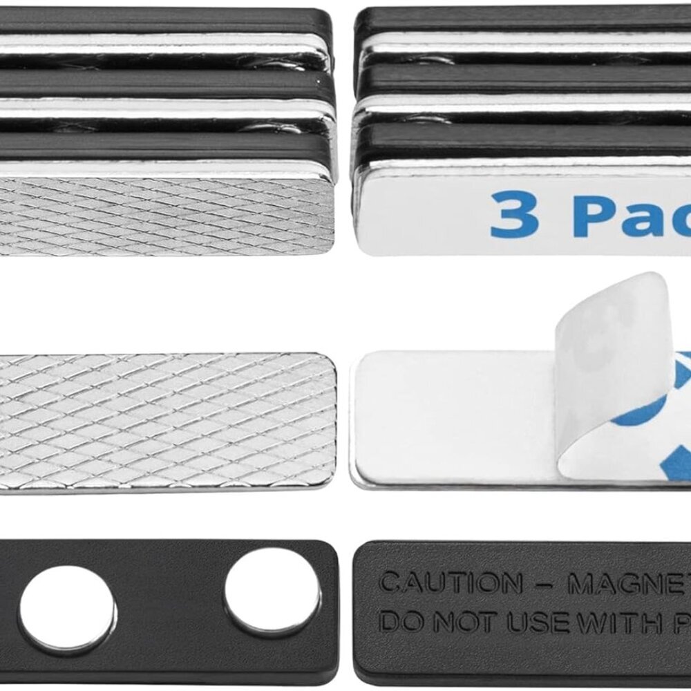 3 Badge Holder Magnets, 1.75 x 0.5 inches, Name Tag Magnet Backs w/ 3 Extra-Stro